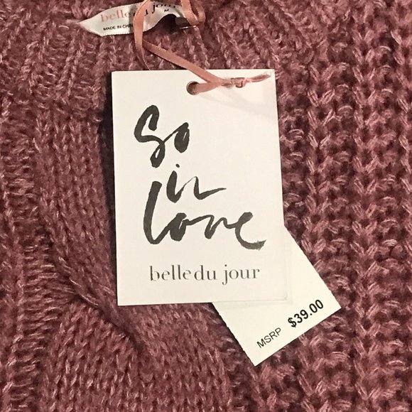 Belle Du Jour Youth Girls Knit Pullover Sweater Size M-L Heather Rose Crew Neck - Picture 3 of 9